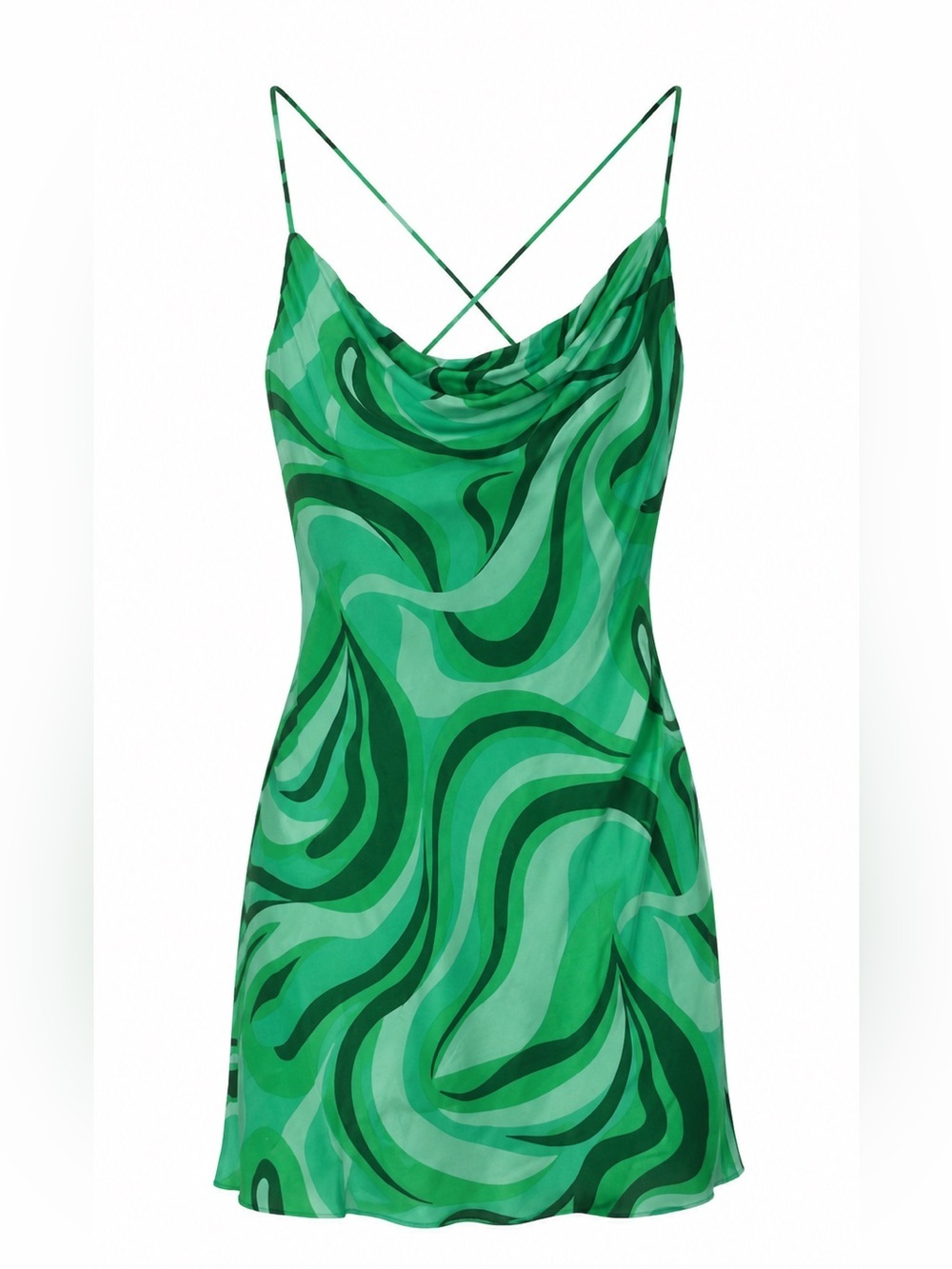 Zara Safia green abstract mini dress, small